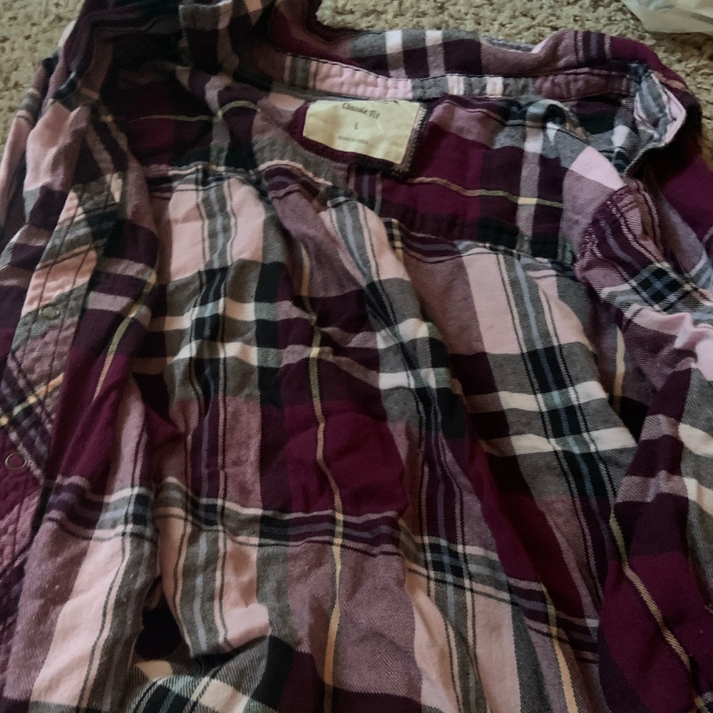 Burgundy Plaid long sleeve shirt
